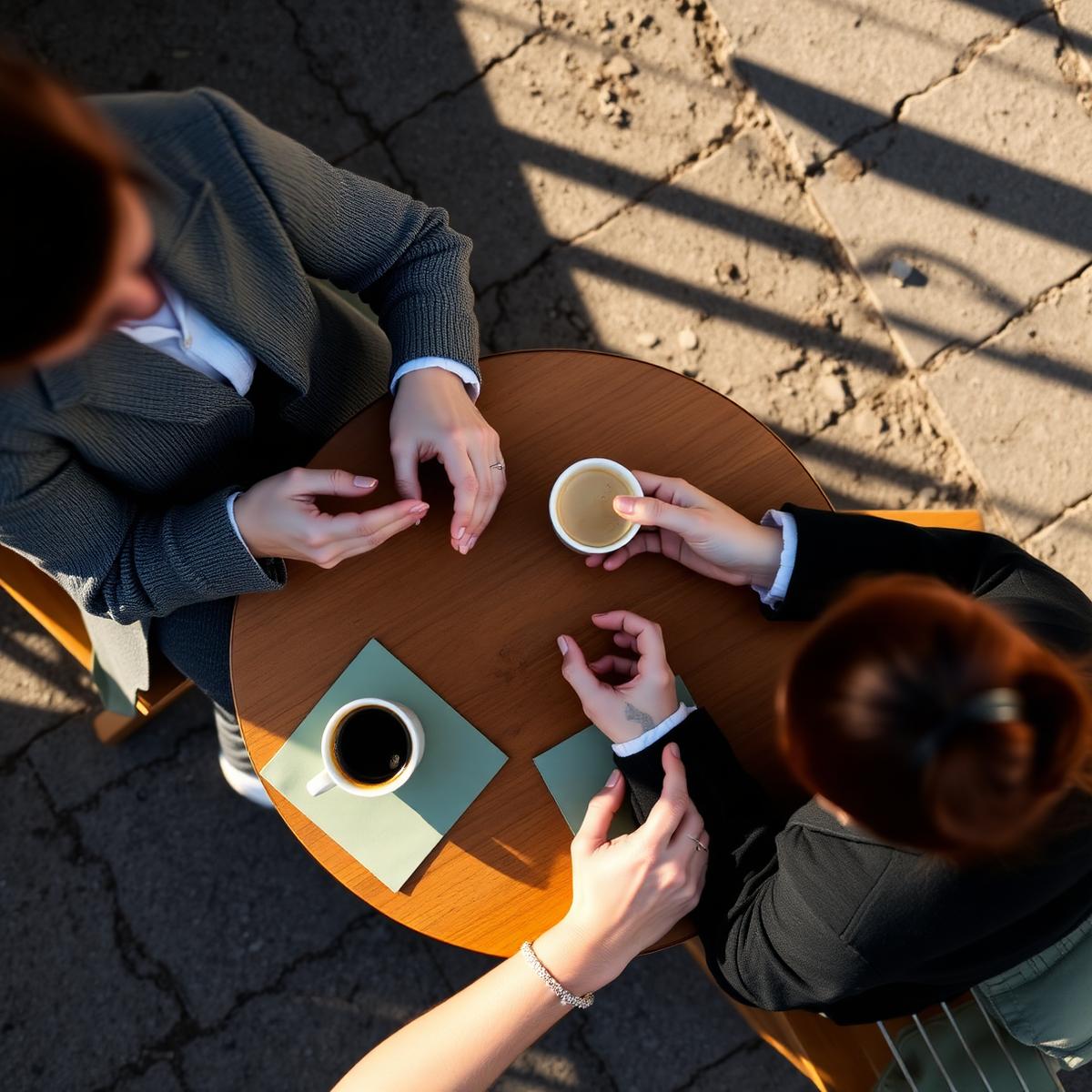 Two people meeting for coffee